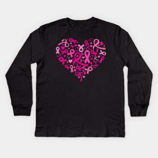 Breast Cancer Awareness Heart Kids Long Sleeve T-Shirt